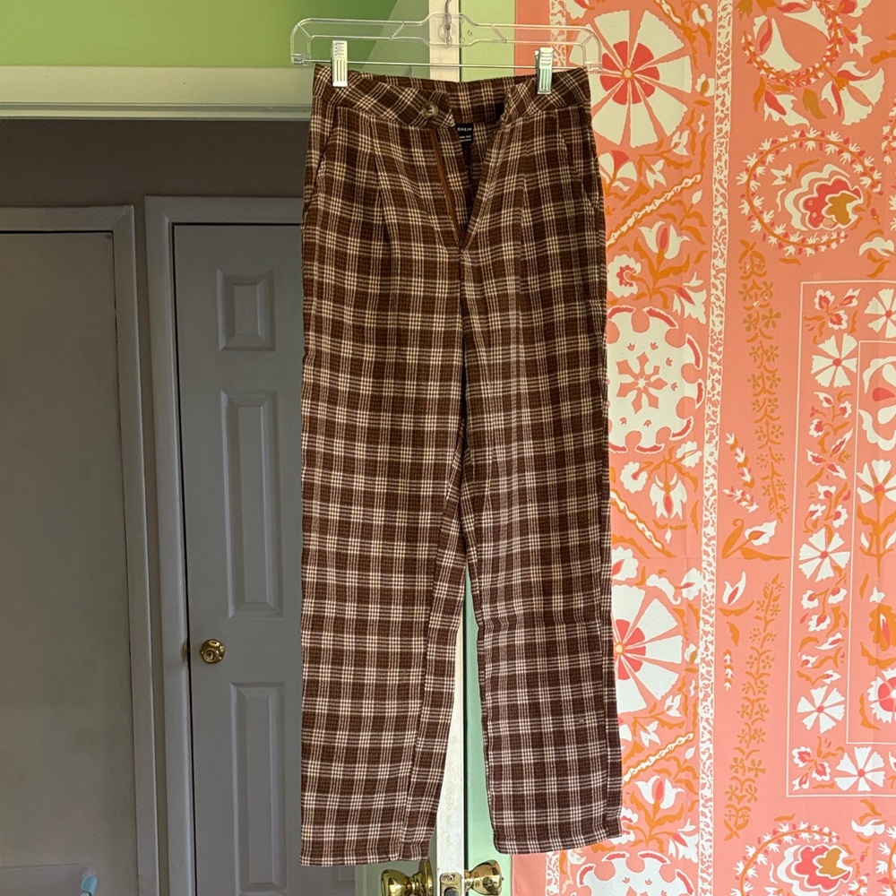 Brown Plaid Pants